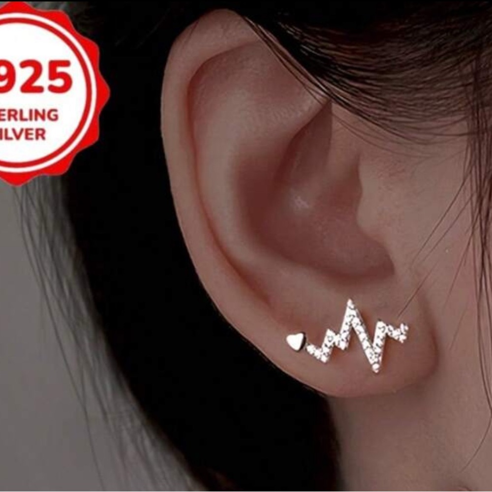 Sterling Silver Heartbeat Earrings